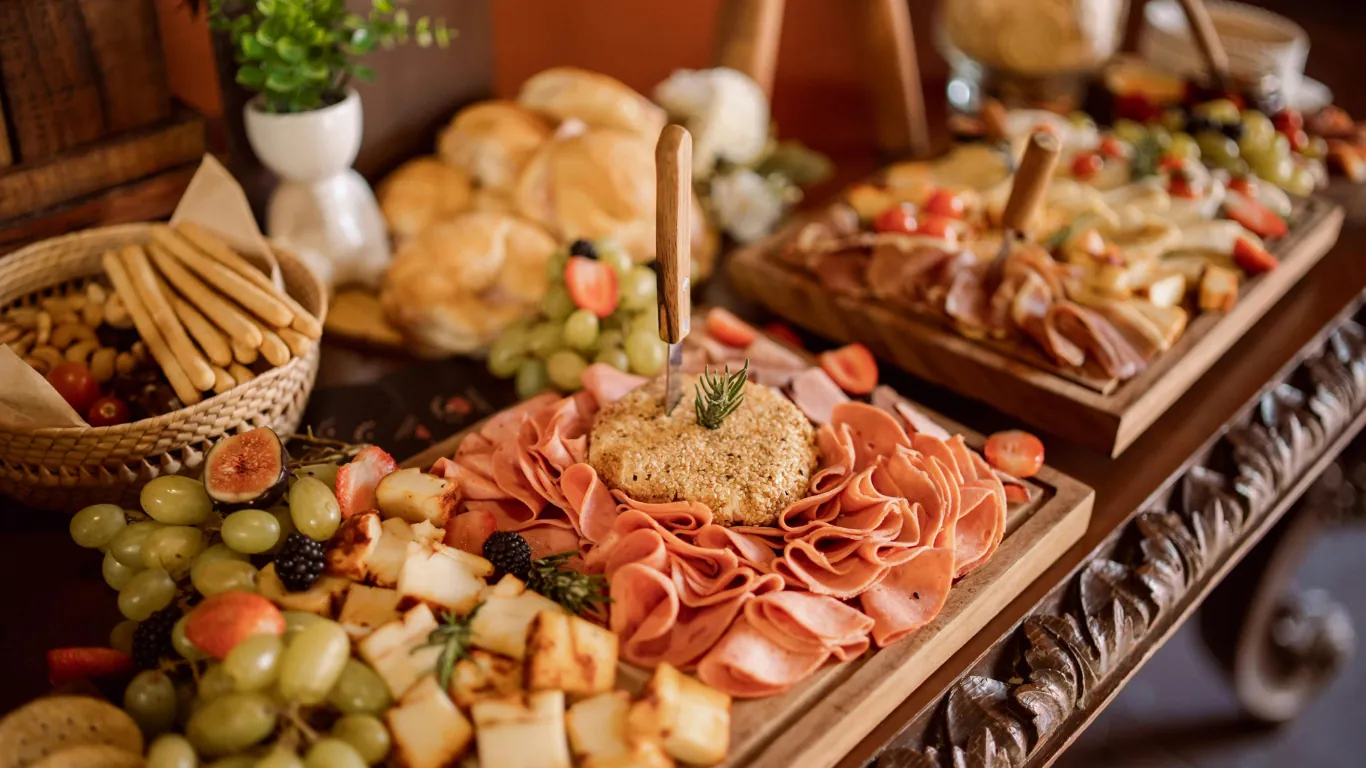 A charcuterie and fruit board delivered to a Cambridge office