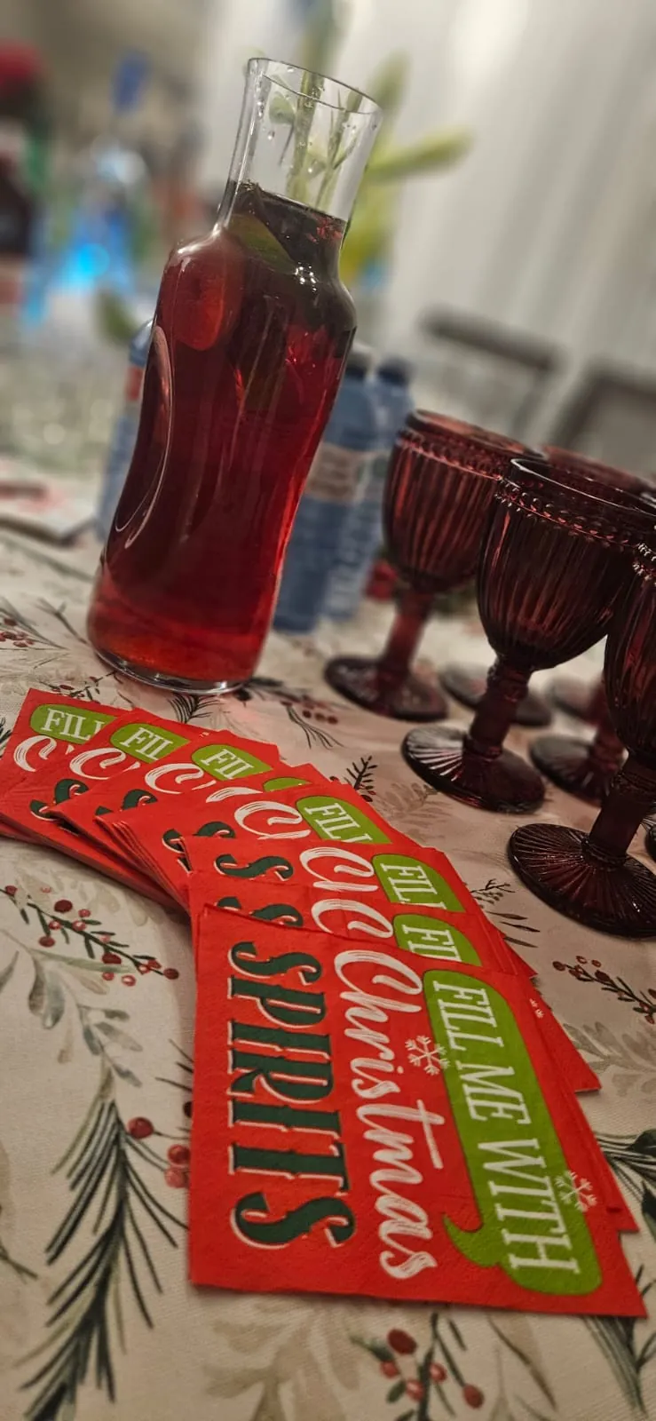 The drinks table, dressed for December